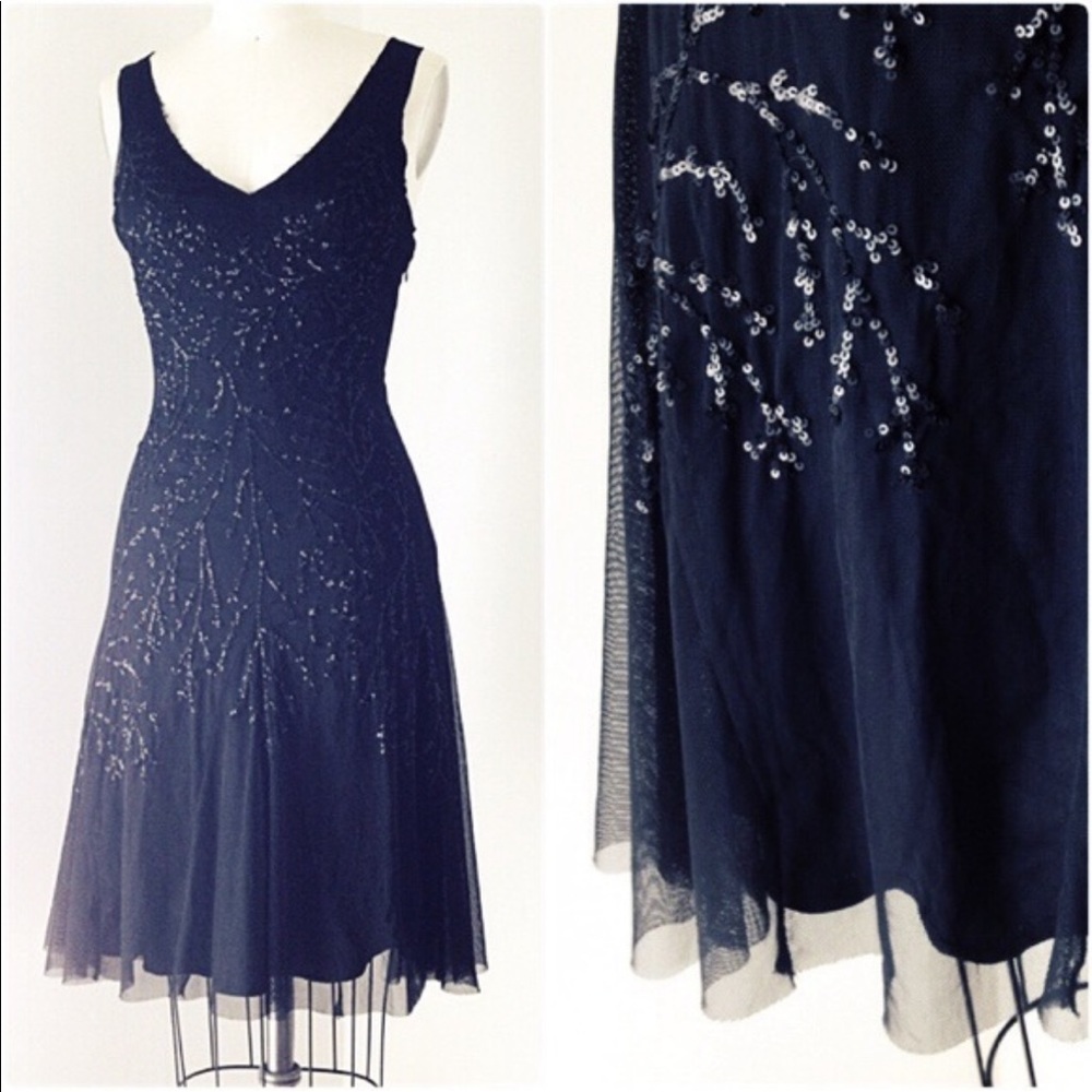 ASCENSION LBD Sequin and Tulle Black Fit and Flare Dress A12
